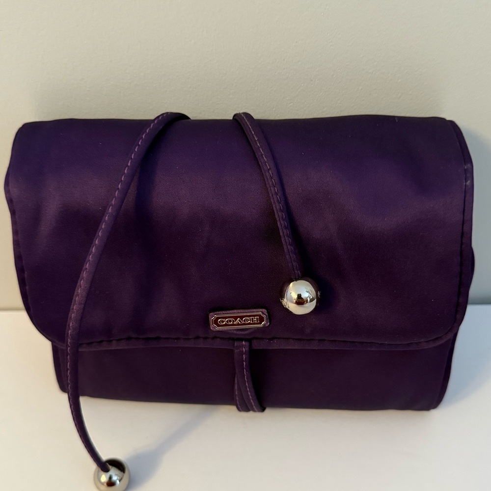 NEW Purple Coach Satin Folding Jewelry Roll - Rare - HTF
